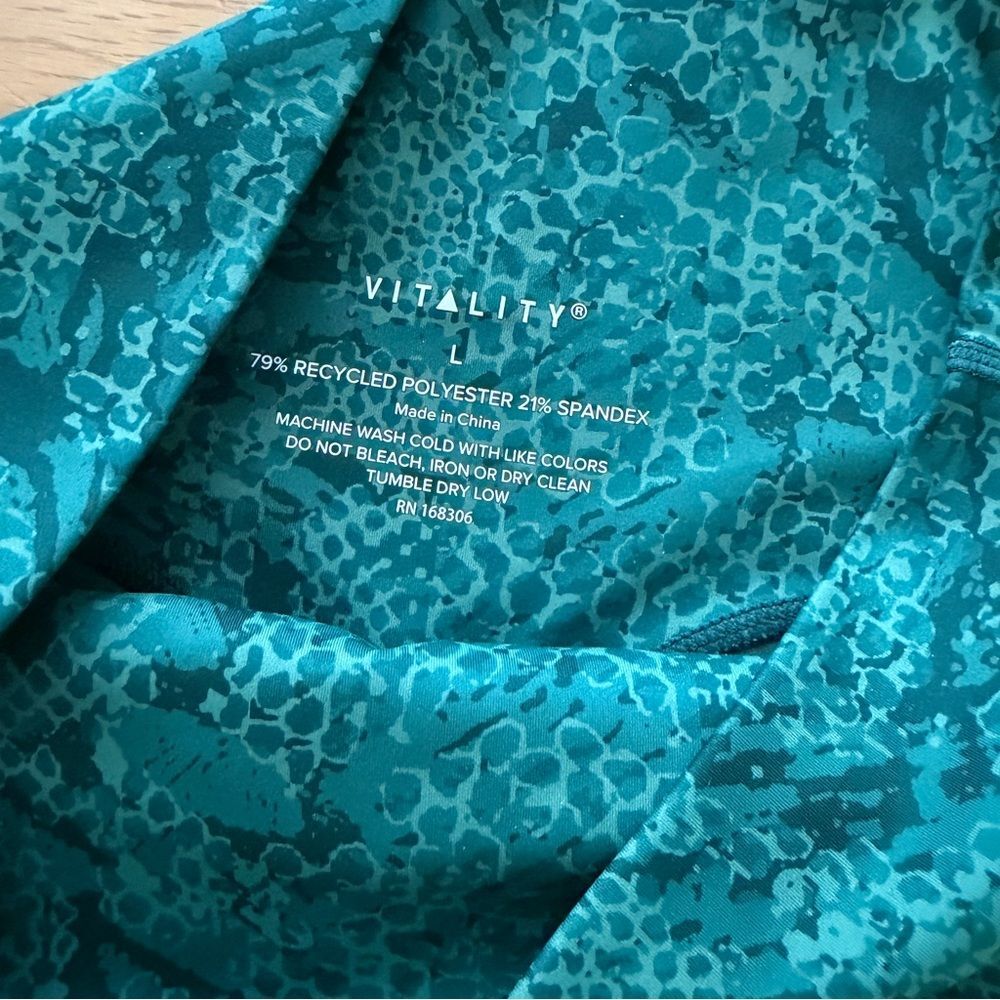 Vitality Revive Pant Leggings Teal Green Animal Print Forest Serpent Women L - Picture 3 of 7